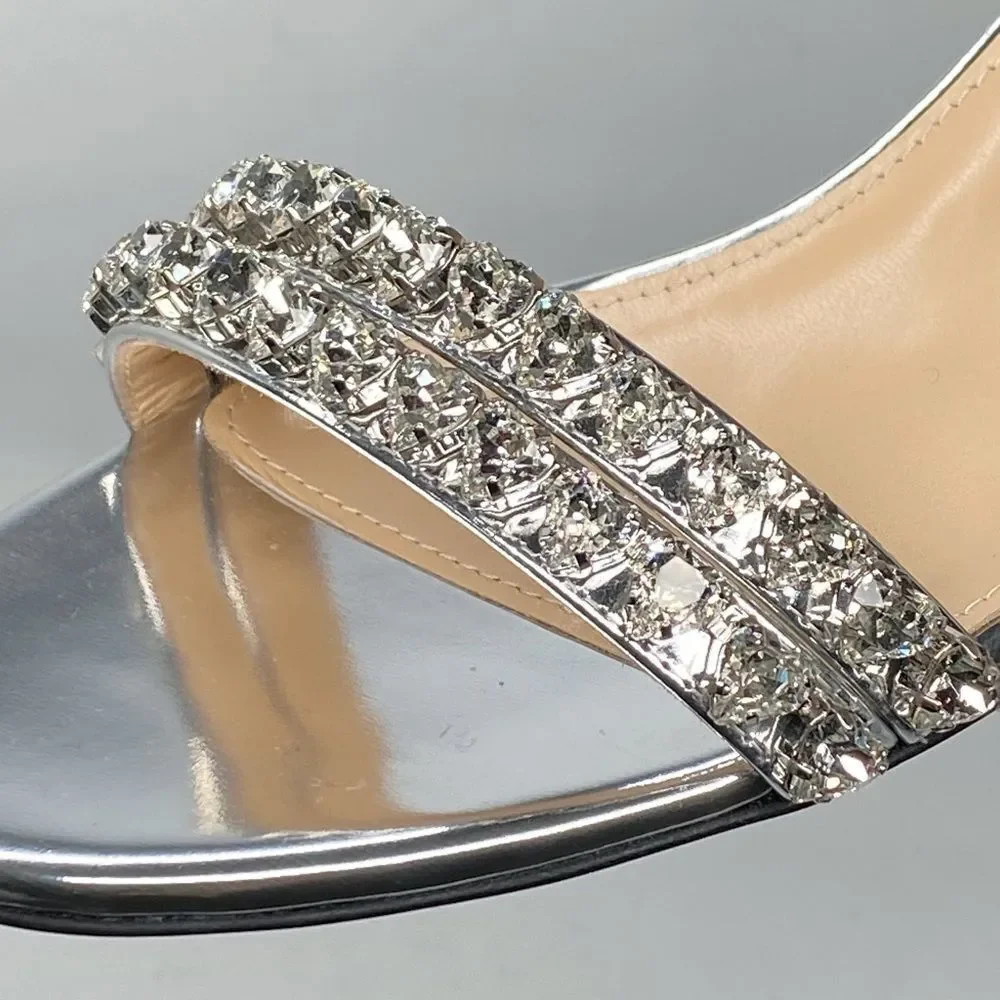 Mach & Mach Audrey Embellished Metallic Leather Ankle Sandals size 38